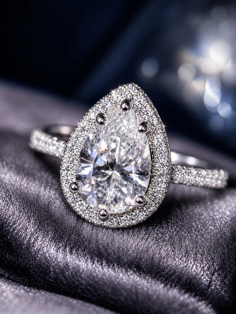 Moissanite Pear Ring